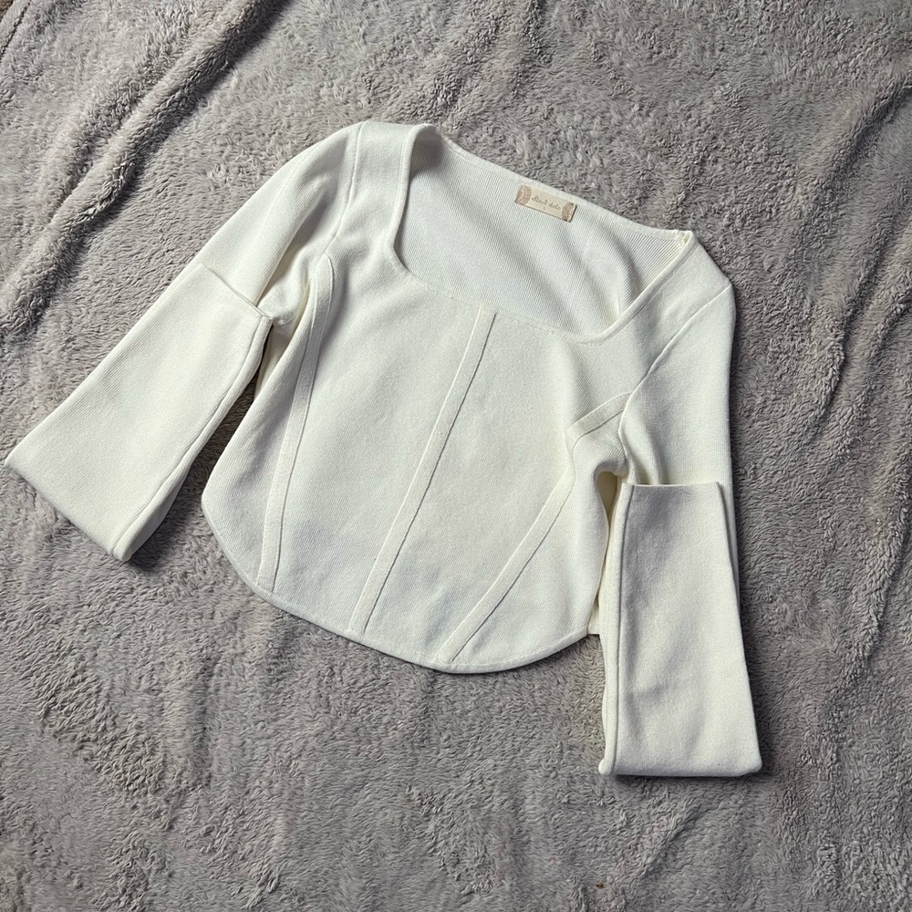 Altar’d State White Long Sleeve Crop Top